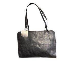 Liz Claiborne Black Faux Leather Tote Bag - Chick for professional work or Every